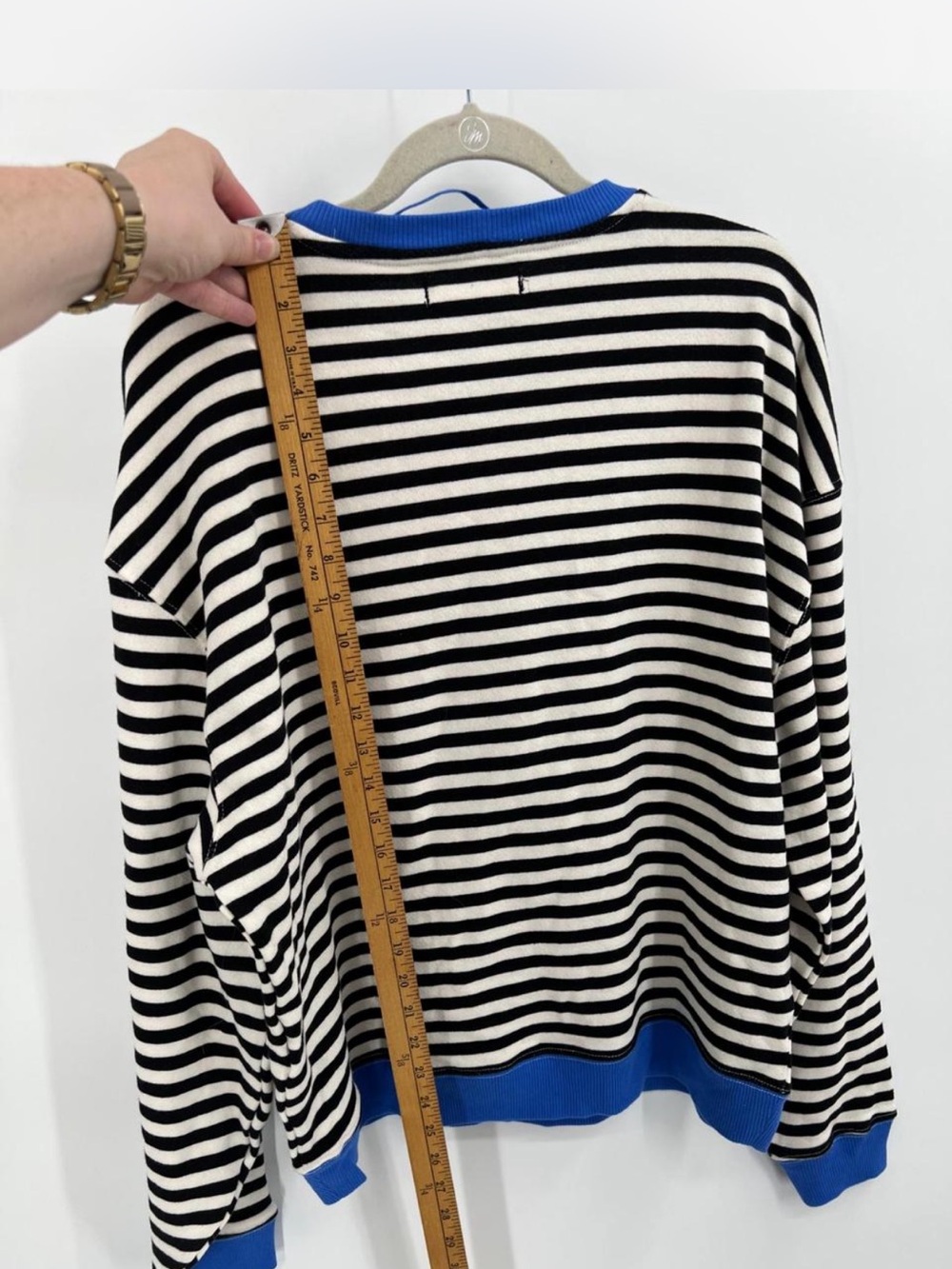 We The Free Black and White Striped Sweatshirt with Blue Trim size XS NWOT - Picture 6 of 17